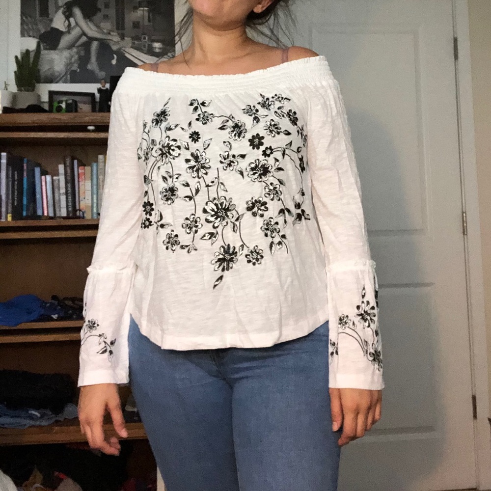 Flowy Anthropologie Top with Bell Sleeves